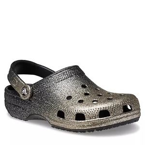 Black and Gold ombré Glitter CROCS Shoes - Mens 5 Womens 7 NWOT